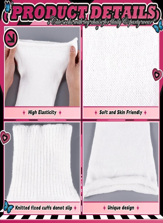 TLY 3 Pairs Leg Warmers for Women Y2K Kawaii Boot Socks Knit Flared Long Leg Sleeves Socks with Leg Harness Belt Adjustable Gyaru Accessories Winter Christmas - Image 3